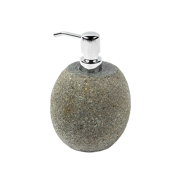 Wohnfreuden Naturstein Seifenspender 15 cm Grau Rund günstig online kaufen