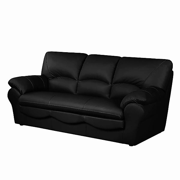 home24 Modoform Sofa Torsby 3-Sitzer Schwarz Kunstleder 205x92x85 cm mit Sc günstig online kaufen