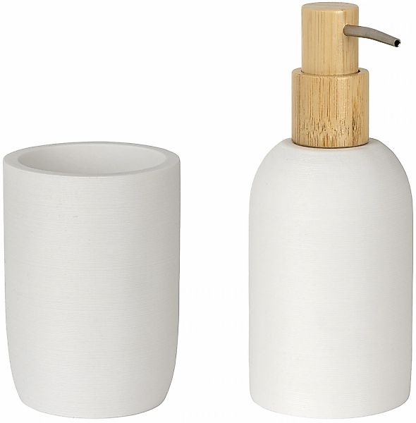 WENKO Seifenspender "Altavalle" Bad-Accessoire Set aus Polyresin und Bambus günstig online kaufen