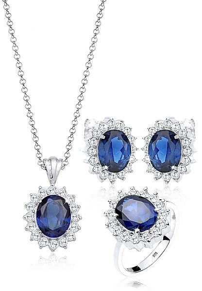 Elli Schmuckset Zirkonia Synthetischer Saphir Blau günstig online kaufen