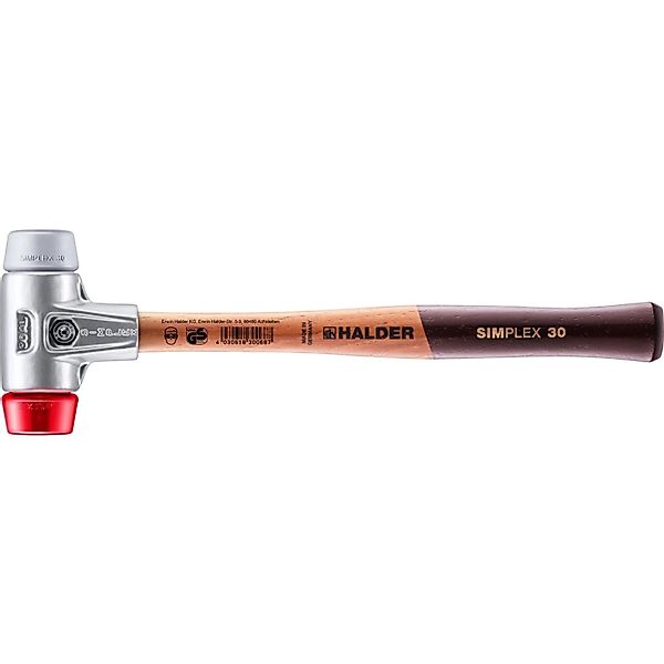 Halder Simplex Schonhammer Ø 30 mm TPE-mid Grau   Plastik Rot mit Aluminium günstig online kaufen