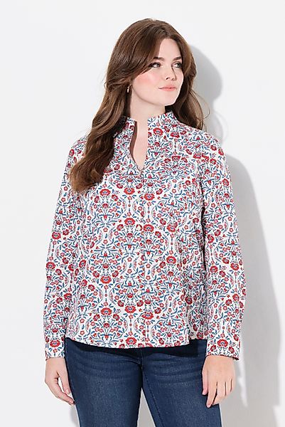 Ulla Popken Longbluse Bluse Landhausdruck Kelchkragen günstig online kaufen