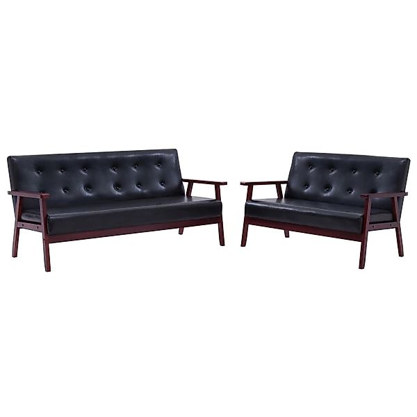 vidaXL 2-Tlg Sofagarnitur Schwarz Kunstleder Modell 2 günstig online kaufen