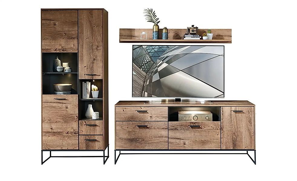 uno Wohnkombination  New York ¦ holzfarben ¦ Maße (cm): B: 254 H: 196 T: 48 günstig online kaufen