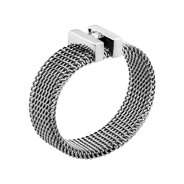 meditoys Fingerring Damen-Edelstahlring · Mesh-Ring (Schwarz/silber) günstig online kaufen