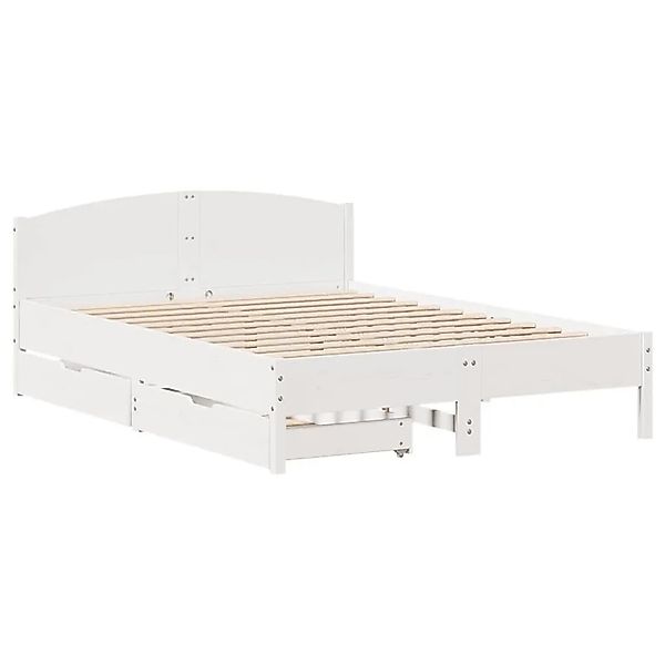 vidaXL Massivholzbett ohne Matratze Weiß 140x200 cm Kiefernholz 3301828 günstig online kaufen