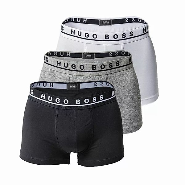 HUGO BOSS 3er Pack Herren Cotton Stretch Boxer Shorts, Trunk, Einfarbig / F günstig online kaufen