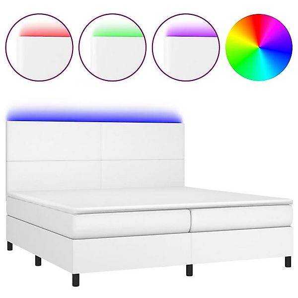 vidaXL Boxspringbett, Boxbett mit Matratze & LED Weiß 200x200 cm Kunstleder günstig online kaufen