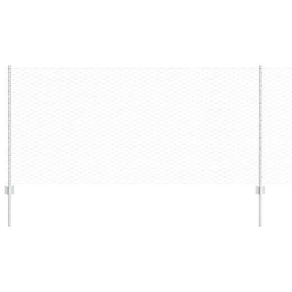 vidaXL Zaun mit Pfosten Silber 1 x 25 m Stahl 3337000 günstig online kaufen