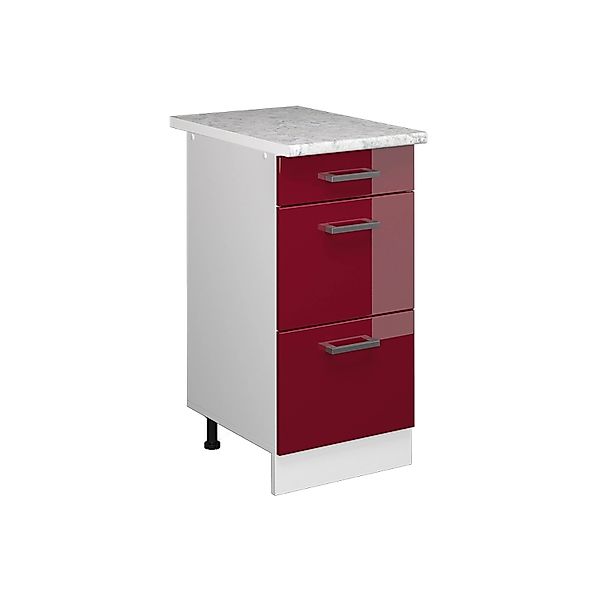Vicco Küchenunterschrank R-Line Bordeaux Hochglanz/Weiß 40 cm mit Schublade günstig online kaufen