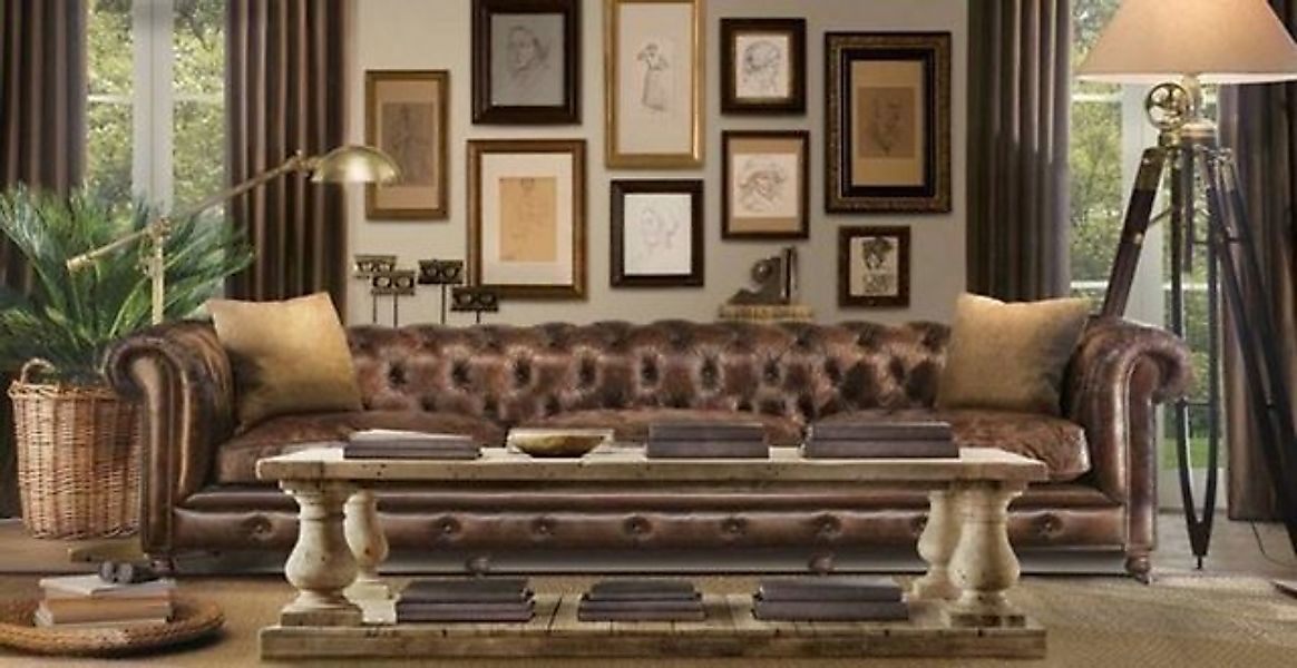 JVmoebel Sofa XXL Big Couch Dubai Vintage Leder Chesterfield Couch Sitz Gar günstig online kaufen
