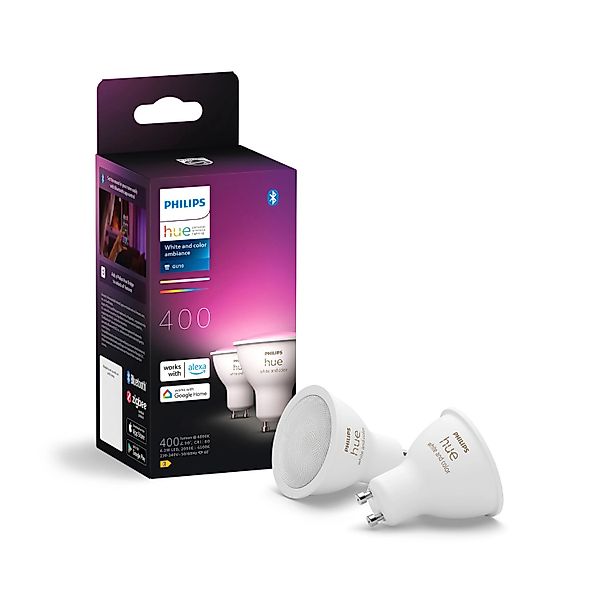 Philips Hue LED-Leuchtmittel White and Color Ambiance 400lm, GU10, 2 St., F günstig online kaufen