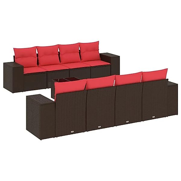 vidaXL 9-Tlg Gartensofa-Set mit Kissen Braun Polyrattan 3222353 günstig online kaufen