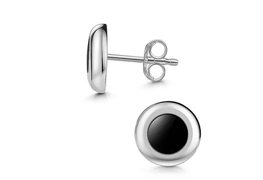 Materia Paar Ohrstecker Damen Onyx Edelstein Rund SO-422, 925 Sterling Silb günstig online kaufen