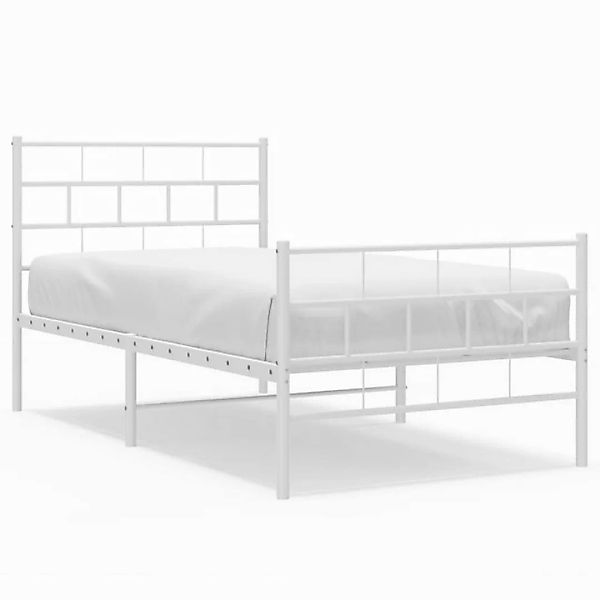 vidaXL Bettgestell, Bettrahmen mit Kopf- und Fußteil Metall Weiß 90x190 cm günstig online kaufen