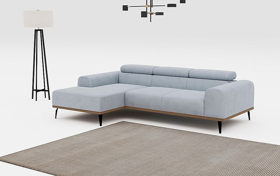PLACES OF STYLE Ecksofa "Carlo L-Form" mit Kopfteilverstellung & Holz-Rahme günstig online kaufen