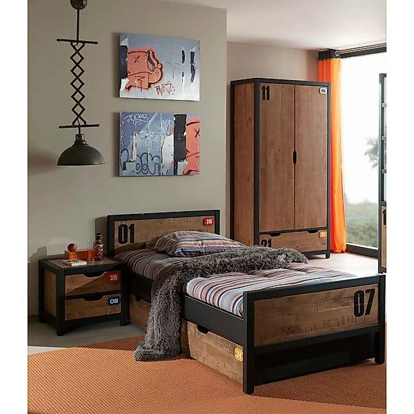 Jugendzimmer Set massiv CUSCO-12 mit Nachtkonsole, Einzelbett 90x200, Betts günstig online kaufen