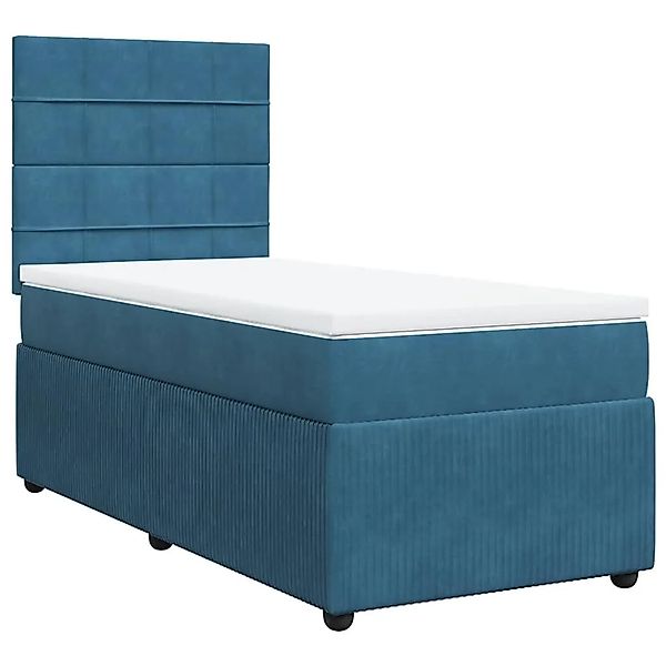 vidaXL Boxspringbett mit Matratze Blau 90x200 cm Samt 3294542 günstig online kaufen