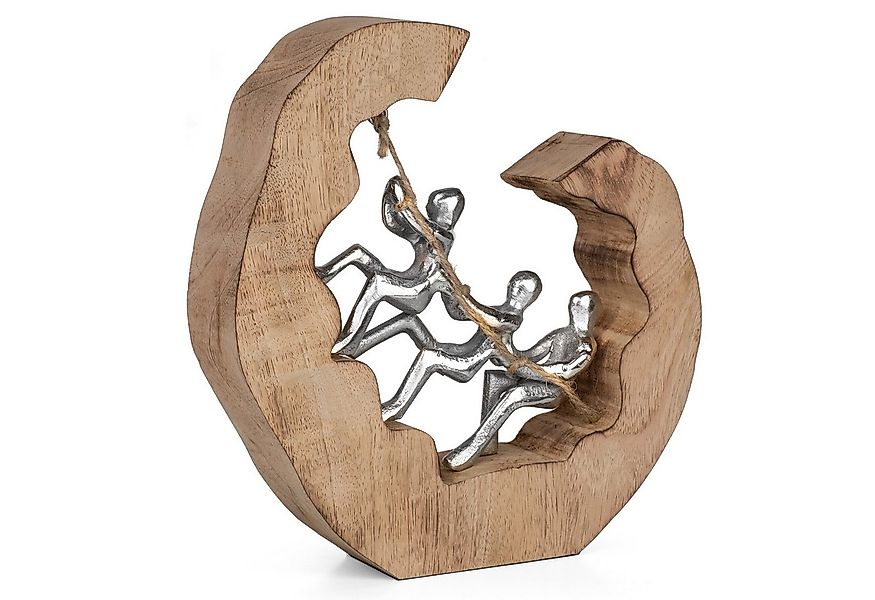 Moritz Skulptur Teamwork-Skulptur Aluminium auf Mangoholz 24 cm hoch, Holz, günstig online kaufen