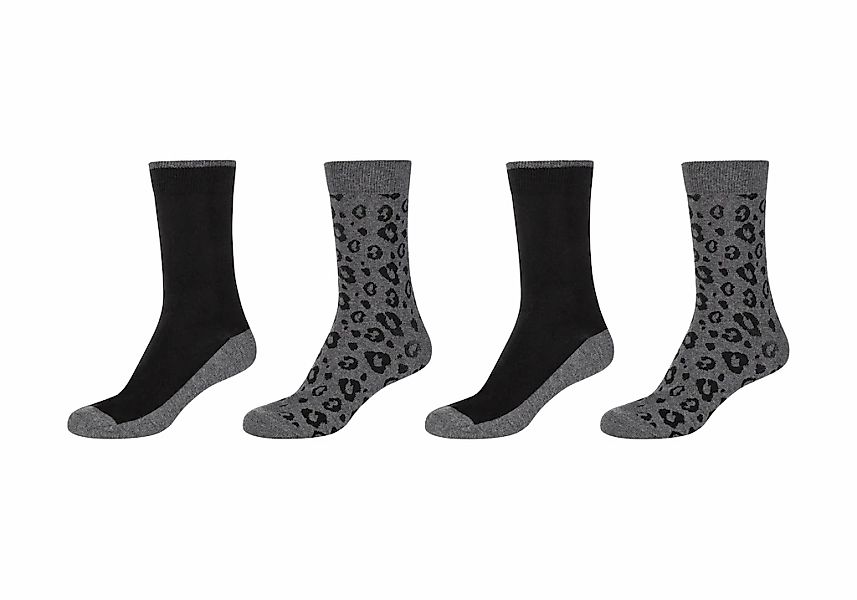 Camano Socken "ca-soft" 4 Paar tlg. Leopard Socks, Piqué-Bund, verstärkte F günstig online kaufen