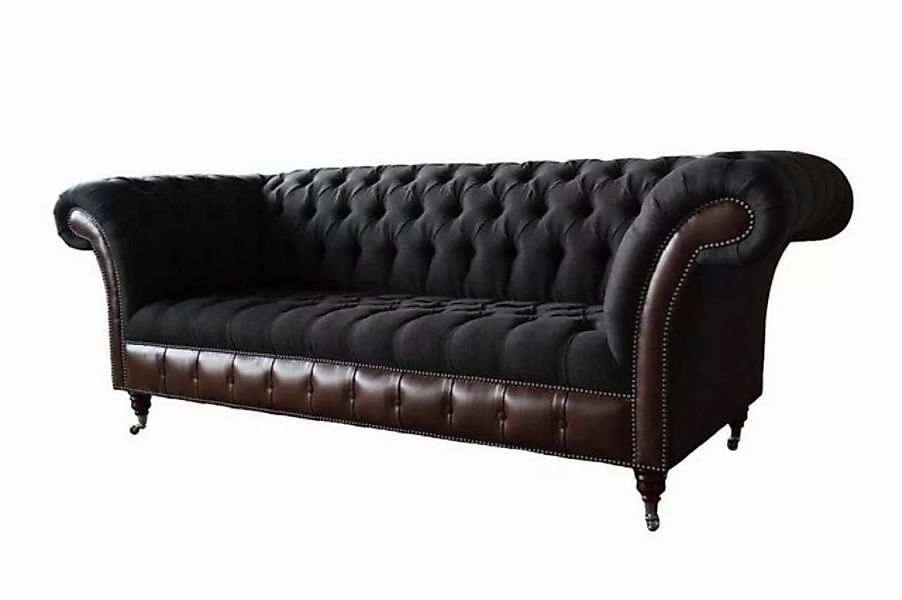 JVmoebel Sofa Chesterfield 3 Sitzer Sofa Couch Leder Polster Sitz Stoff Sch günstig online kaufen