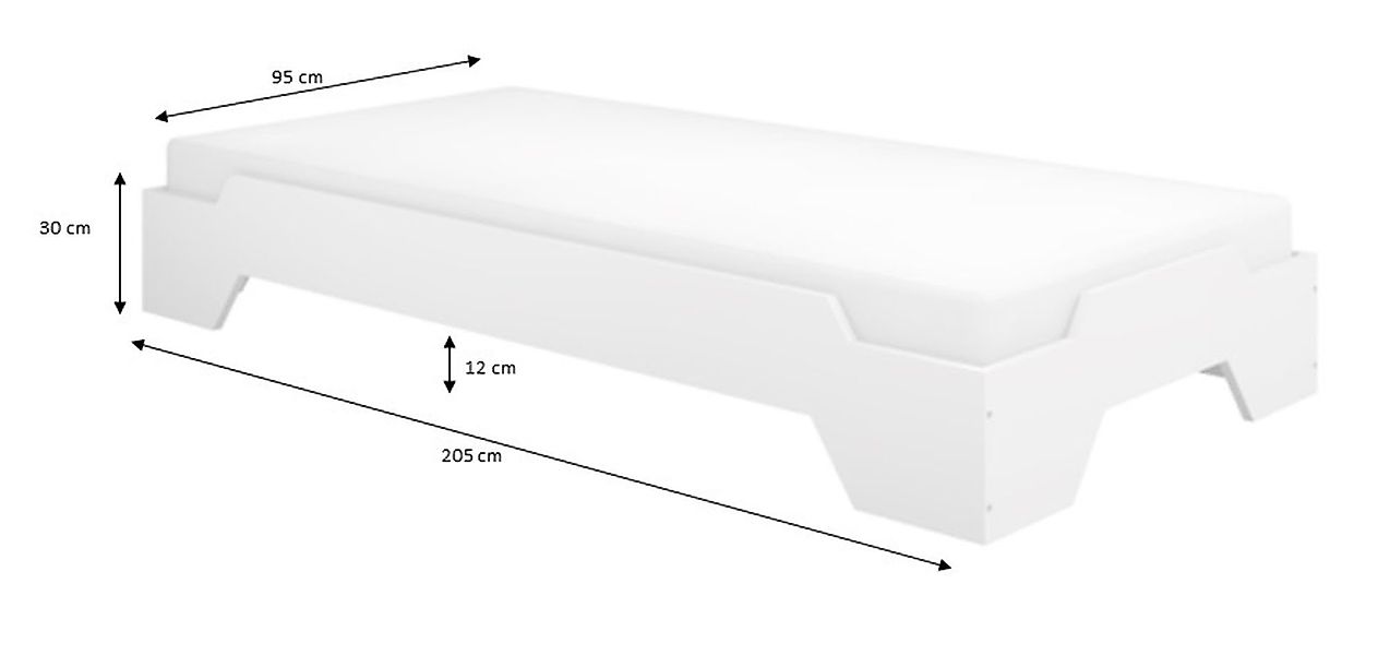 Wohnglücklich Bett Denver, Stapelbar, Wahlweise 3 günstig online kaufen