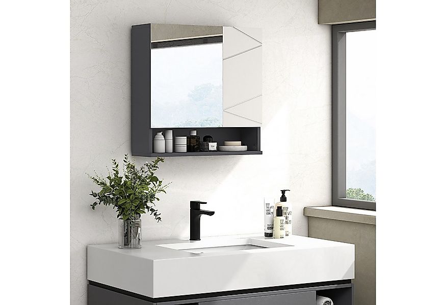 Kleankin Spiegelschrank Badezimmerschrank mit Doppeltür, verstellbar Ablage günstig online kaufen