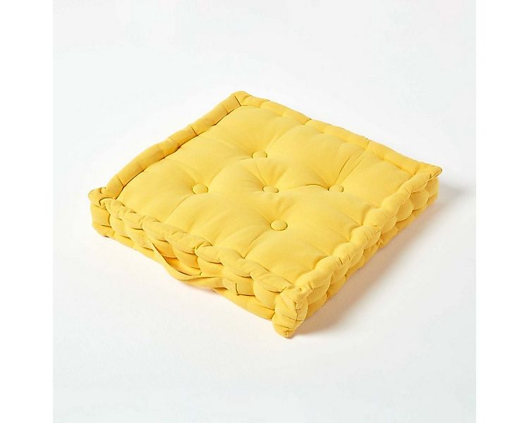 Homescapes Bodenkissen Sitzkissen unifarben gelb 40 x 40 cm günstig online kaufen