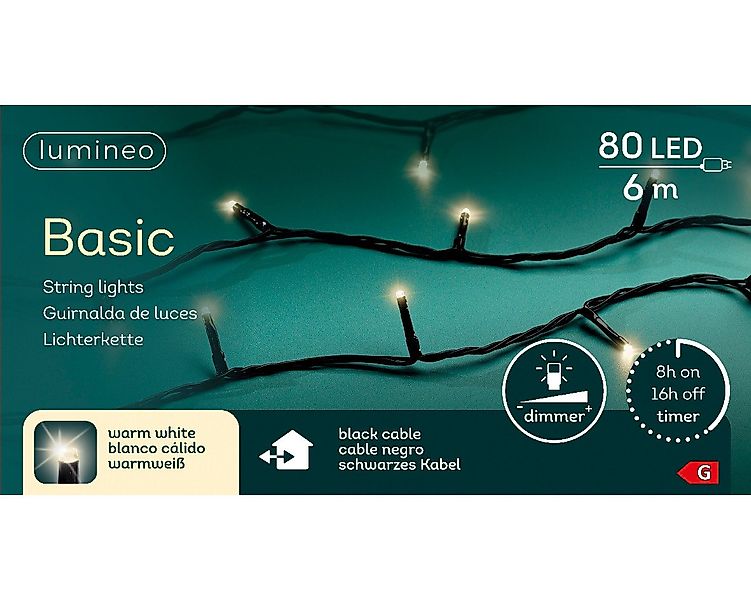 Kaemingk LED-Lichterkette LED Basic-Beleuchtung Outdoor L.600cm 80L schwarz günstig online kaufen