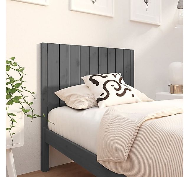 vidaXL Bett, Kopfteil Grau 95,5x4x100 cm Massivholz Kiefer günstig online kaufen