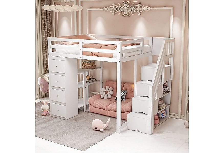STILVORA Hochbett 140×200 Kinderbett mit Stauraum und Regal,Jugendbett ohne günstig online kaufen