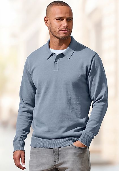 H.I.S Strickpullover "bis Größe 5XL" mit Polokragen und kleiner Knopfleiste günstig online kaufen