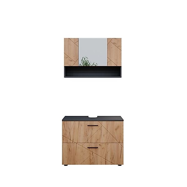 Vicco Badmöbel-Set Irma, Anthrazit/Eiche, 2 Teile, Unterschrank 80 cm, (2-S günstig online kaufen