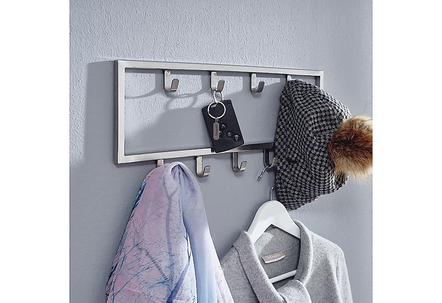 FINEBUY Wandgarderobe Garderobe Metall Stahl Silber Flur Hakenleiste Paneel günstig online kaufen