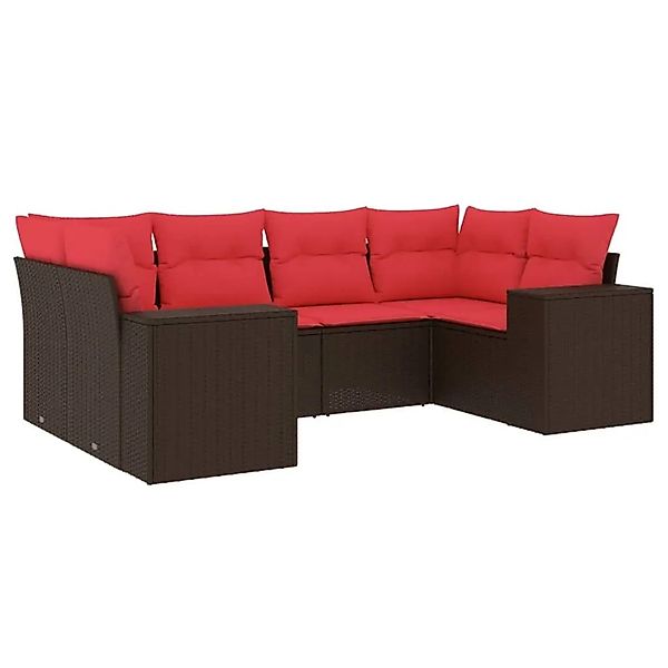 vidaXL 6-Tlg Gartensofa-Set mit Kissen Braun Polyrattan 3222983 günstig online kaufen