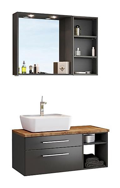 Waschtisch-Set 90 -A- Becken links Davos von Held Möbel Grau günstig online kaufen