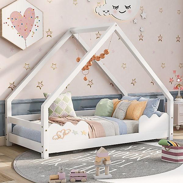 Odikalo Kinderbett Jugendbett 80x160cm mit Rausfallschutz,Massivholz günstig online kaufen