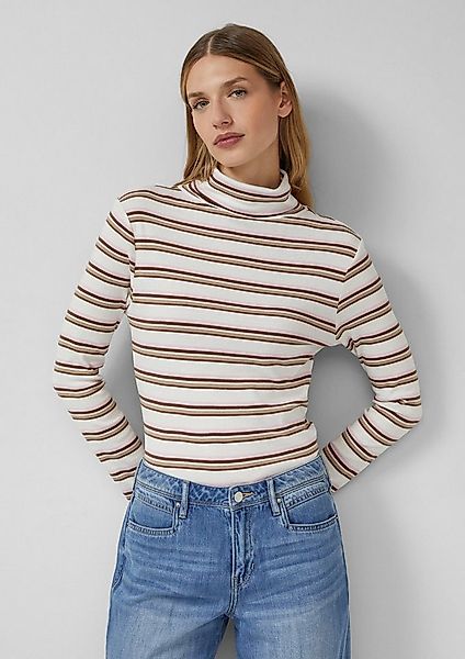 s.Oliver Langarmshirt T-Shirt Longsleeve mit Rollkragen und Ringelmuster günstig online kaufen