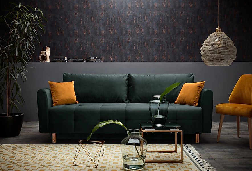 Home affaire Schlafsofa "Nordic" mit Federkern und Metallbeinen, Steppung i günstig online kaufen