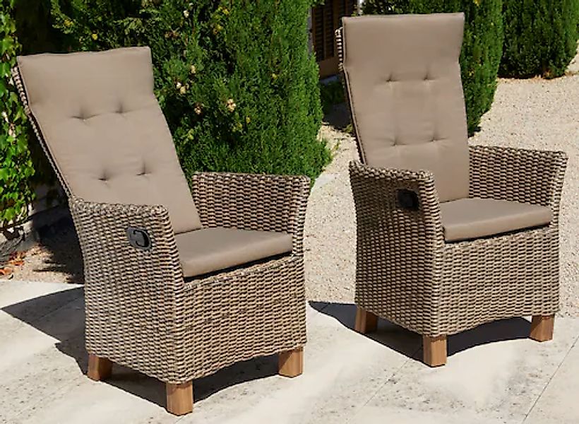 MERXX Gartenstuhl »Toskana, TOPSELLER!« (Set) 2 Stk. 2er Set, Polyrattan/Ak günstig online kaufen