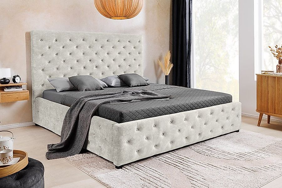 riess-ambiente Boxbett PARIS 180x200cm champagner beige - Samt, inkl. Latte günstig online kaufen