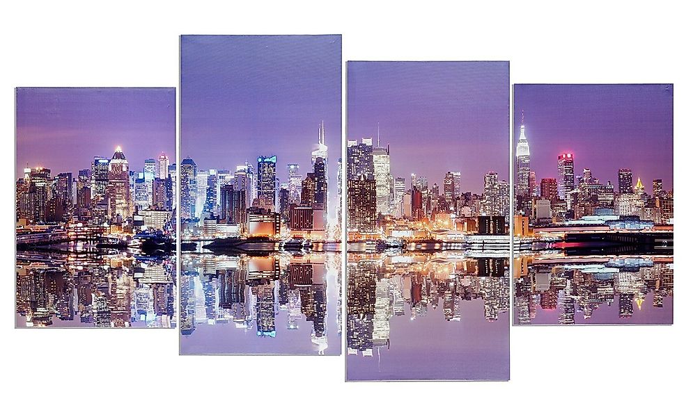 Levandeo® Leinwandbild, Wandbild 4 teilig Manhattan Skyline New York USA Am günstig online kaufen
