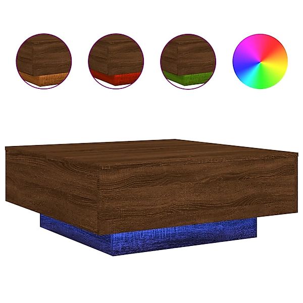 vidaXL Couchtisch mit LED-Leuchten Braun Eichen-Optik 80x80x31 cm 836594 günstig online kaufen