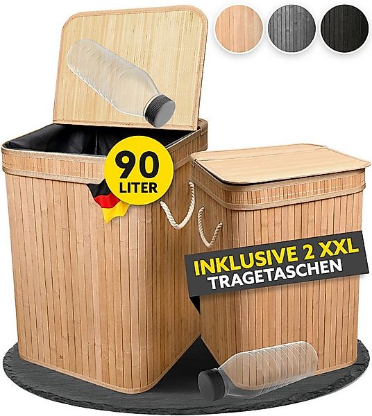 HANDFILL Flaschensammler Wäschekorb Bambus 90L mit Deckel – Pfandflaschen & günstig online kaufen
