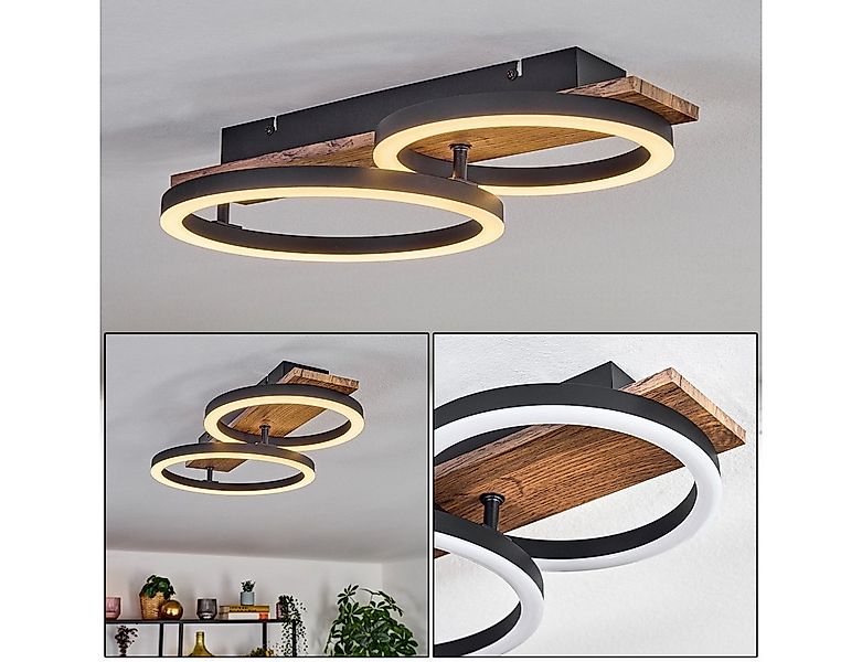 hofstein Deckenleuchte Deckenlampe aus Metall/Holz/Kunststoff in Schwarz/Br günstig online kaufen