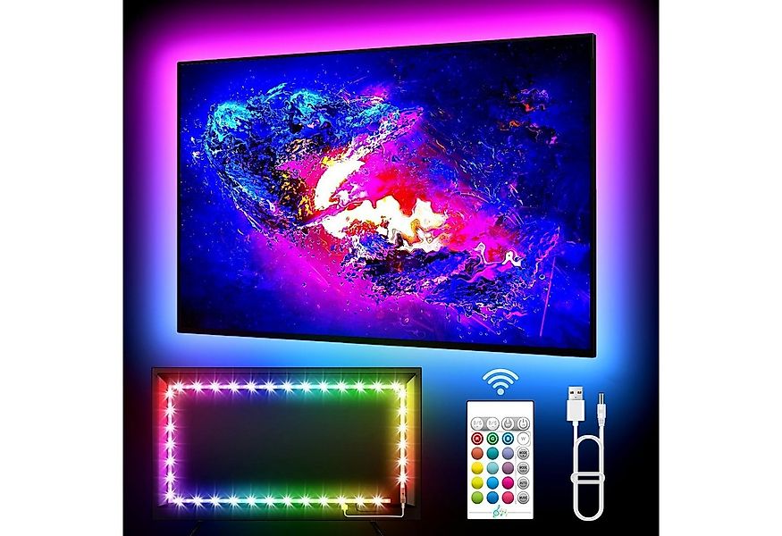 Rosnek LED Stripe 2/5M, RGB, APP/Fernbedienung, USB, für Schlafzimmer TV, L günstig online kaufen