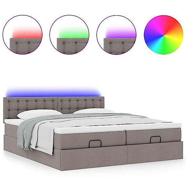 vidaXL Bett Ottoman-Bett mit Matratzen & LEDs Taupe 200x200 cm Stoff günstig online kaufen