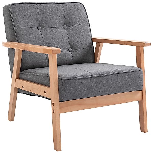 HOMCOM Polsterstuhl mit Armlehnen Holzrahmen 64,5 x 70 x 74 cm günstig online kaufen
