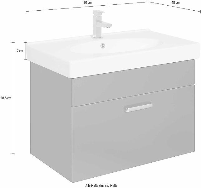 Saphir Waschtisch "Quickset Keramikwaschtisch mit Unterschrank, 80 cm breit günstig online kaufen