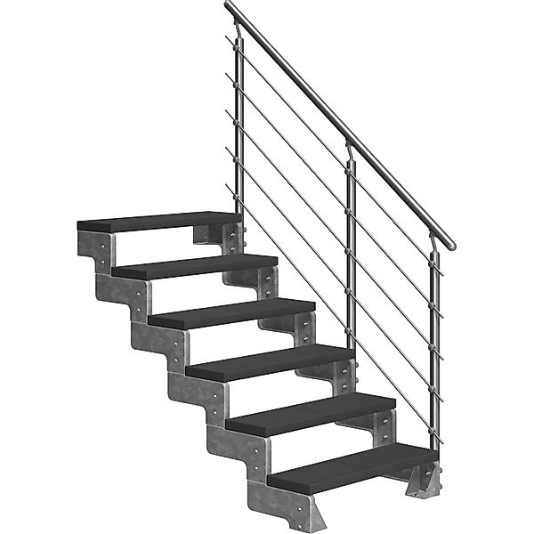 DOLLE Außentreppe Gardentop 6 TRIMAX-Stufen 100 cm anthrazit + Geländer günstig online kaufen